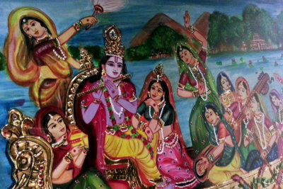 Krishna and Gopikas, Tanjore painting, Vasundhara Sarovar Premiere, Vayalar, Kerala