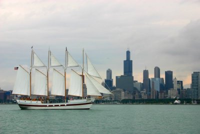 Tall Ship, Lake Michigan, Chicago skyline