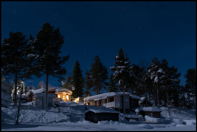 A clear and cold night at Kurravaara with shining stars