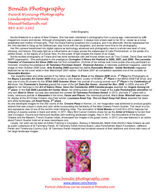 Artist Bio and Slideshow Link