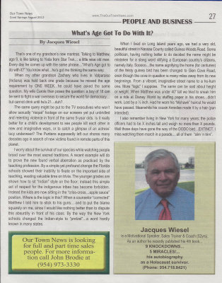 Jacques Wiesel Columnist for Our Town News