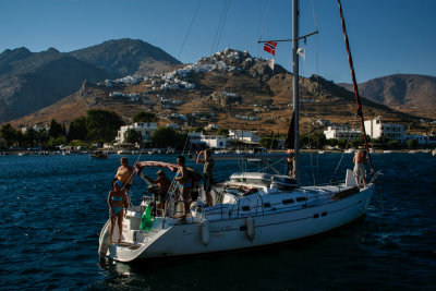 Anchoring at Ormos Livadhiou, Serifos