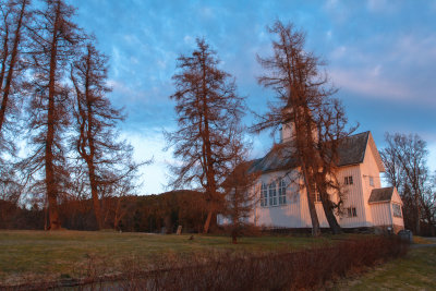 Sun sets on church #1