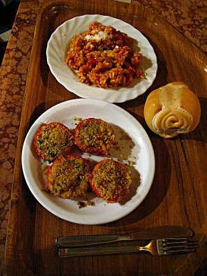 Risotto and stuffed tomatoes for lunch .. 5366
