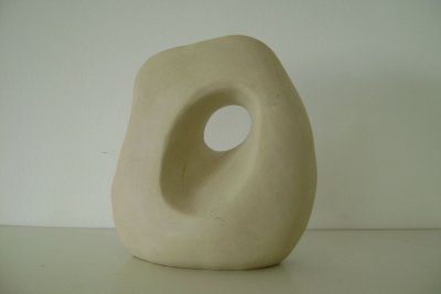 sea pebble 2, white clay, 19 x 22 cm