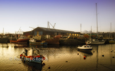 Ramsey shipyard at dusk