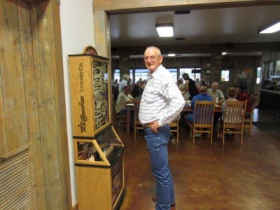 Dalton checking out one of the displays at Doss's.