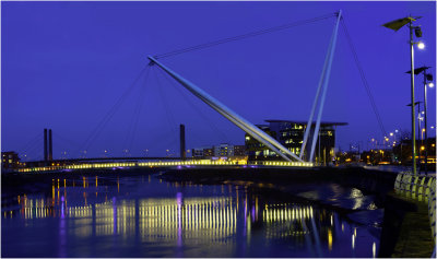 Newport City Footbridge at twilight