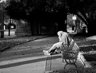 Homeless man sleeping - Piedmont Park