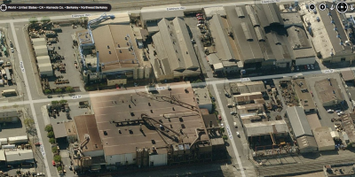 Berkeley_Forge_Aerial.  Model only a small portion as background flats of the structures to the NW of 2nd & Camelia St.s