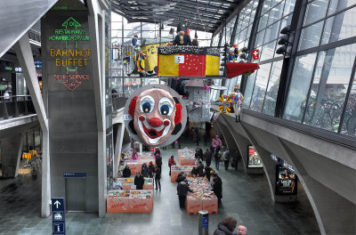 Carnival in railway station Lucerne