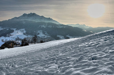 View from Sonnenberg to Mount Pilatus