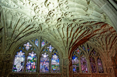 fan vaulting and glass in the Stanbury Chapel