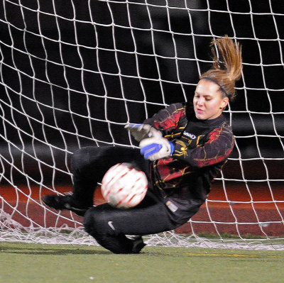 Arlington goalkeeper blocked the second penalty kick by Northern Rockland