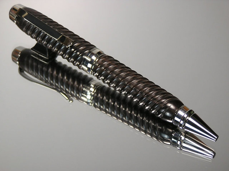 Spiral Design African Blackwood Cigar Pen Black Titanium & Platinum Hardware