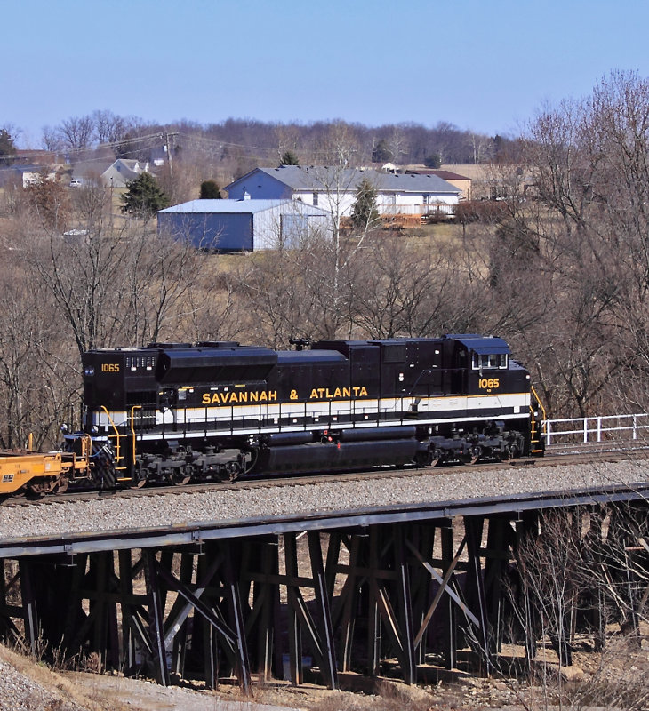 S&A 1065 crosses the bridge at West Coal Chute on the mainline 