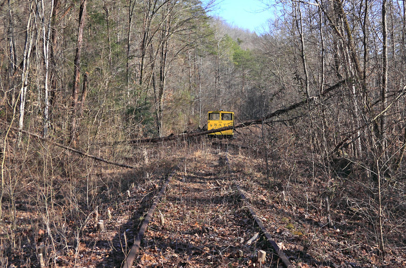 #9 sits at the end of the present day  K&T mainline near Yamacraw. The rail has been removed past this point  