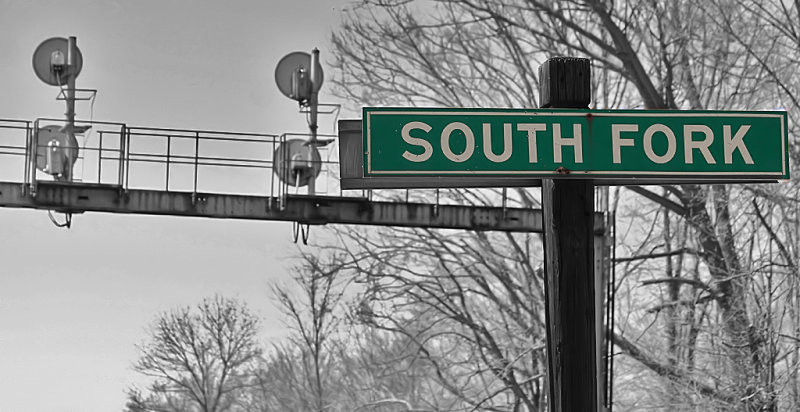 Unmistakeably Southern The Southfork station sign and signal bridge made out of freight car parts are as Southern as it gets 