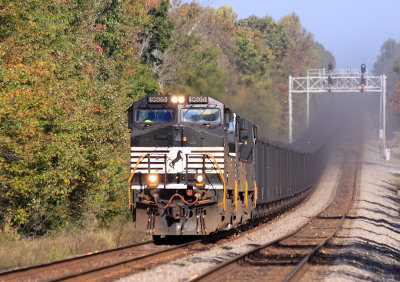 Coal dust fills the air as train 704 sprints down the long tangent at Gradison