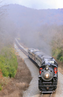 Southbound rolling across single track at Cardiff, just after departing Emory Gap 