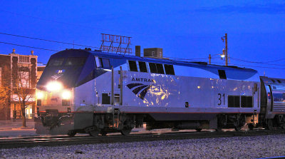 Amtrak 31 makes a station stop at Centralia IL 
