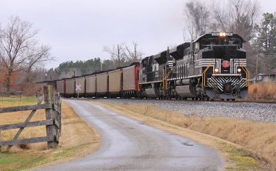 NYC 1066 leads a TVA coal train away from the Armstrong mine in Western Kentucky 
