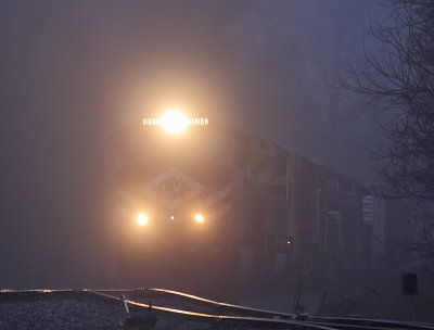A Heritage apparition appears out of the morning fog at West Waddy 
