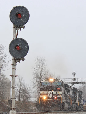 NS 216 heads North past the GRS model SC searchlight signals at Palm 
