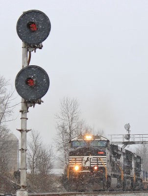 NS 216 heads North past the GRS model SC searchlight signals at Palm