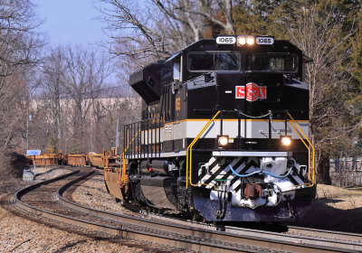 S&A 1065 struggles with 8800 feet of empty well cars on the hill at East Tucker 