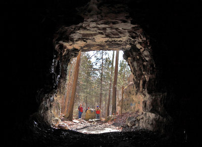 Caleb, Butch and Adam framed in the South portal of tunnel #3 