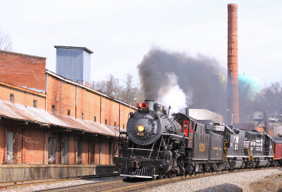 SR 630 brings a trainload of passengers through the Austin Powder complex at Greenville