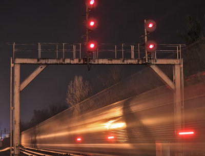 The stainless steel and fluting on the side are unmistakable at night, even in a blur shot.