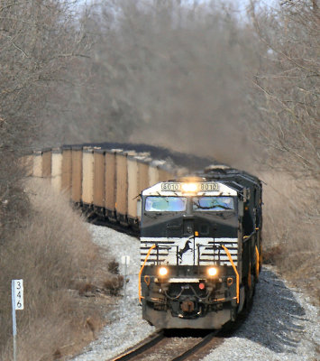 Eastbound 76J starts through the rollercoaster at Convoy 