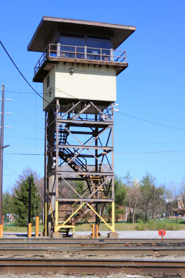 The yardmasters tower sits empty at Danville, after the YM office was relocated into the depot