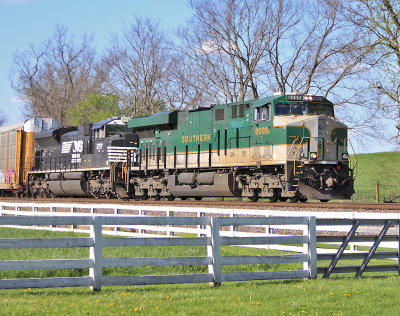 SR 8099 brings train 23G by the Aggee farm at Vanarsdale KY 