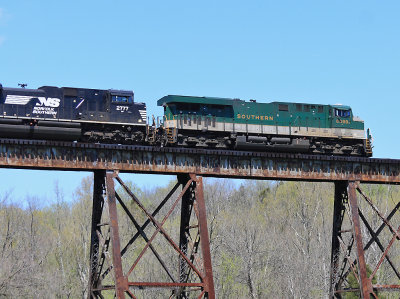 NS 23G crosses the Pope Lick bridge with SR 8099 leading 