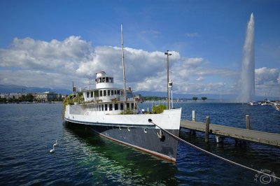 Cruising boat on Lake Geneva