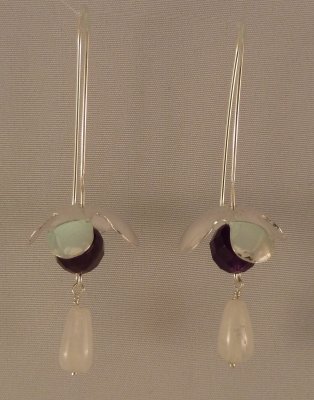 ES286 flower drops with amethyst and moonstone
