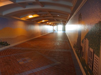 Tunnel under the street from hotel to the Beach Club