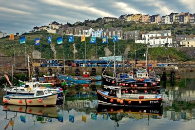 Boats, flags and houses, Mevagissey, Cornwall