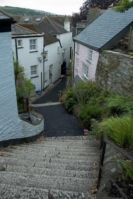 Street and steps, Fowey, Cornwall