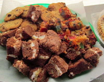 ROCKY ROAD FUDGE, CLAXTON  FRUIT CAKE AND CHOCOLATE CHIP COOKIES
