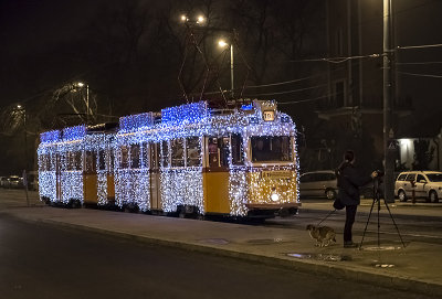 Christmas Tram in action