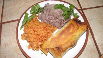 Chimichanga with rice and beans