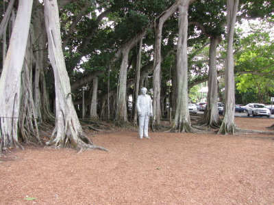Edison statue next to the 1927 Banyan tree
