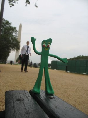 Greeting the politicians as they walk by on the National Mall