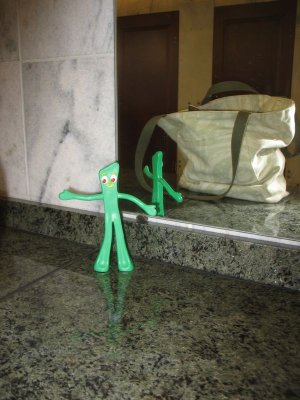 Checking out the restroom in the remodeled visitors entrnce