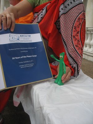 Gumby checks out the program for the celebration