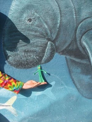 Gumby admires the murals at